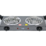 Parrilla Eléctrica SUPERFLAMA 2R-TAS de 2 Resistencias con Termostato y Asas Color Gris